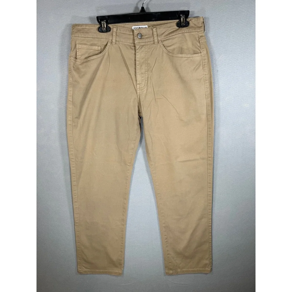 Peter Millar Crown Mens Khaki Tan 5-Pocket Straight Leg Pants MF16B93 Size 34x29